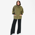Sugar Crisp Made In Italy One Button Boucle Coat With Pockets (One Size 8 to 22) - Sage