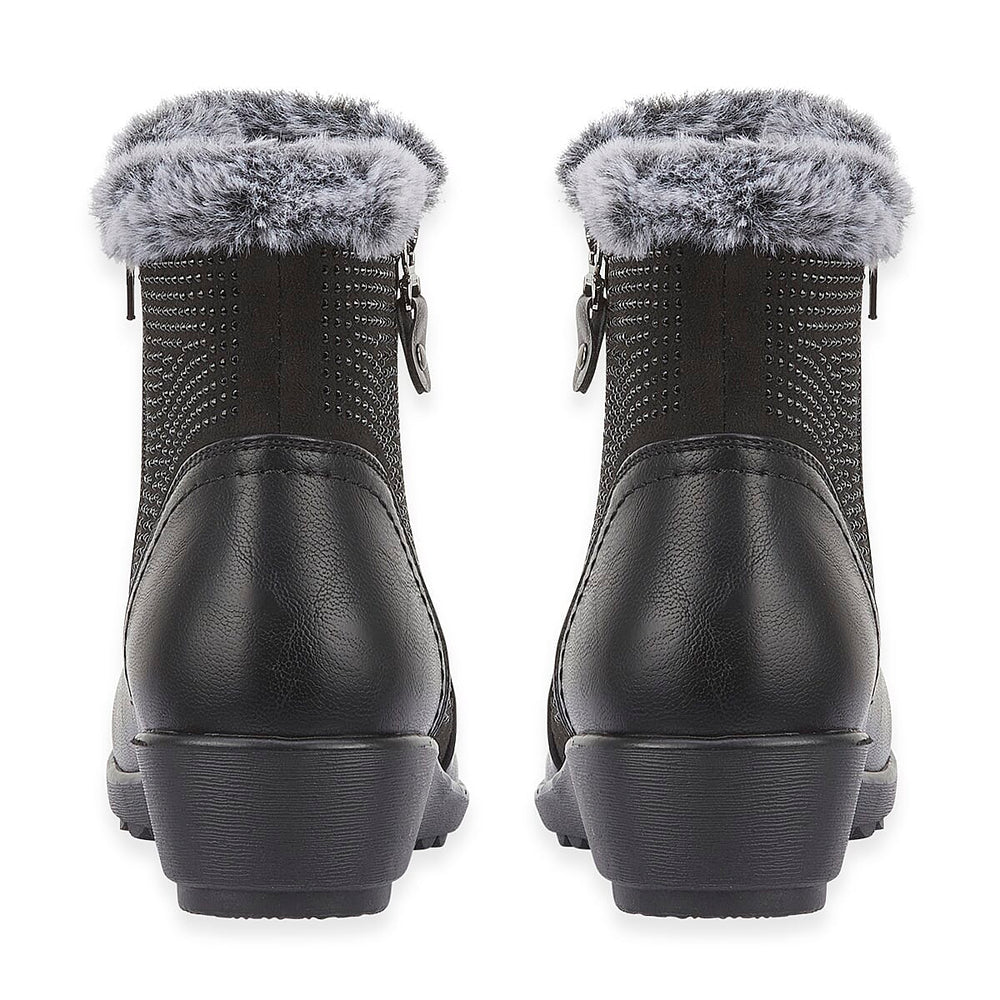BLACK FRIDAY EXCLUSIVE - Jo - Joe ULTRA-SOFT Faux fur Basil Ankle Boots With Side Zip Closure (Size 4) - Black
