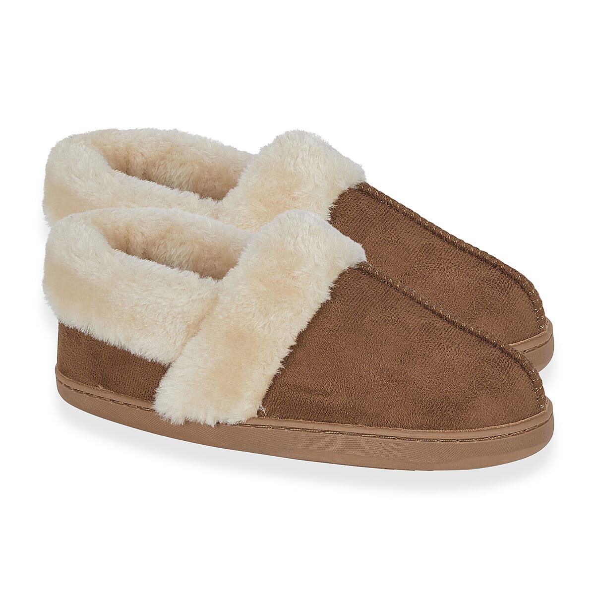 Jo - Joe Ultra soft Edale Faux Suede BRAEMARS With Sherpa Fur Lining (Size 4) - Cognac