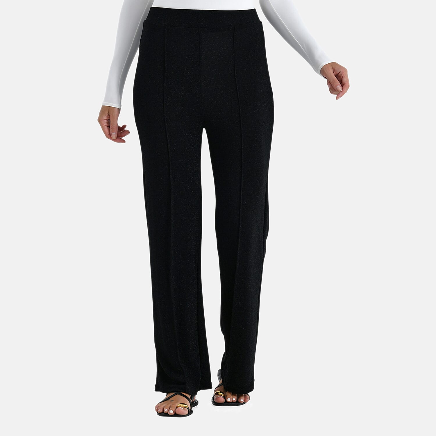 - Maisi Pintuck Bootcut Glitter Trousers (Size - 12) - Black