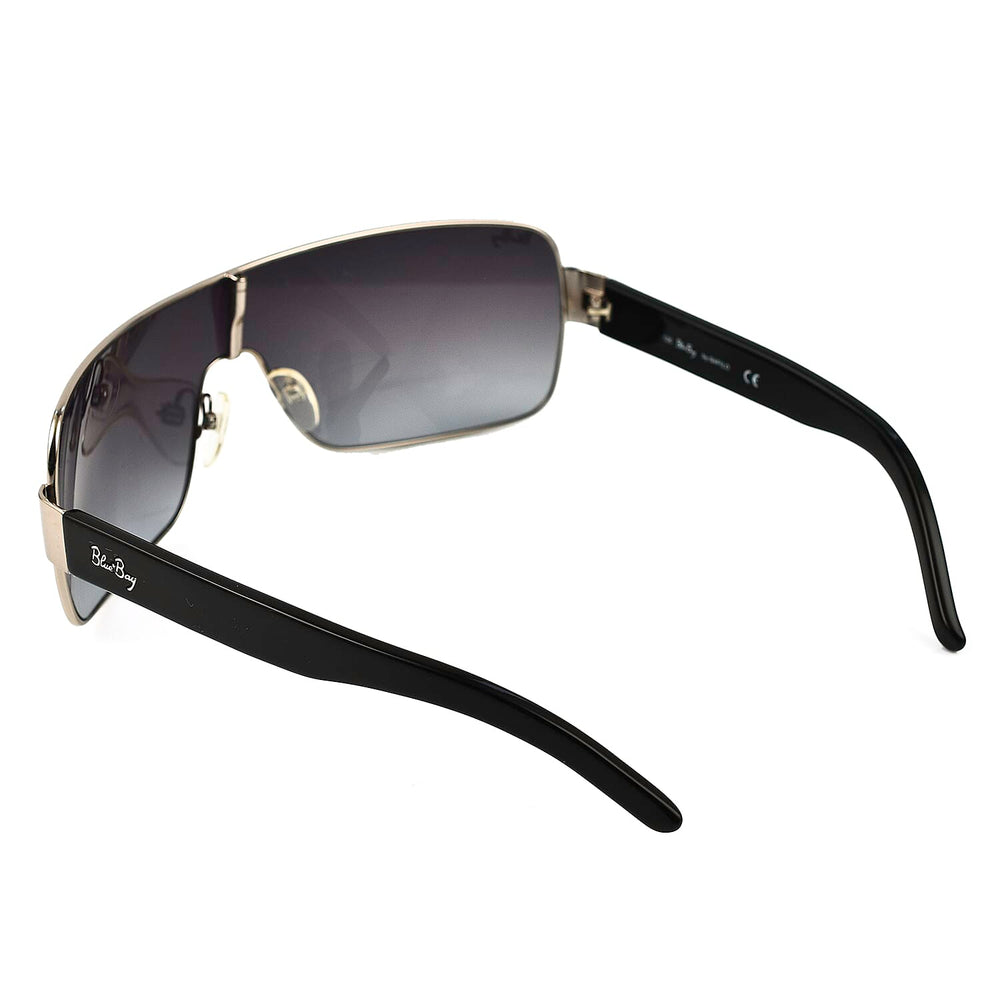 BLUEBAY Unisex Metal Sheild Sunglasses - Silver & Black
