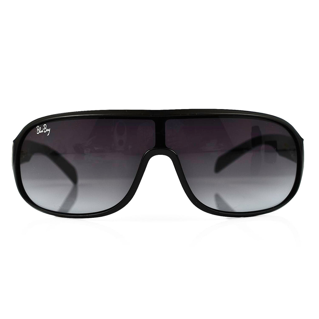 BLUEBAY Unisex Rectangular Sunglasses - Black and Silver
