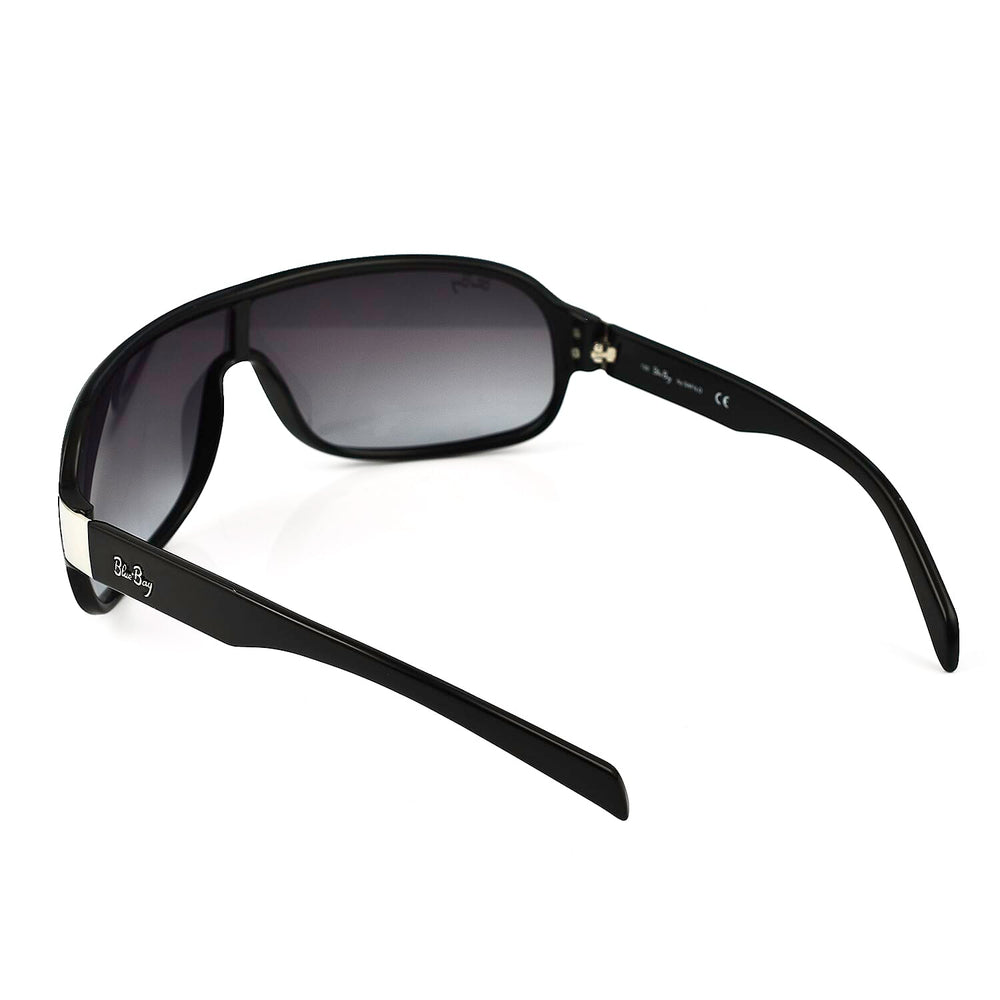 BLUEBAY Unisex Rectangular Sunglasses - Black and Silver