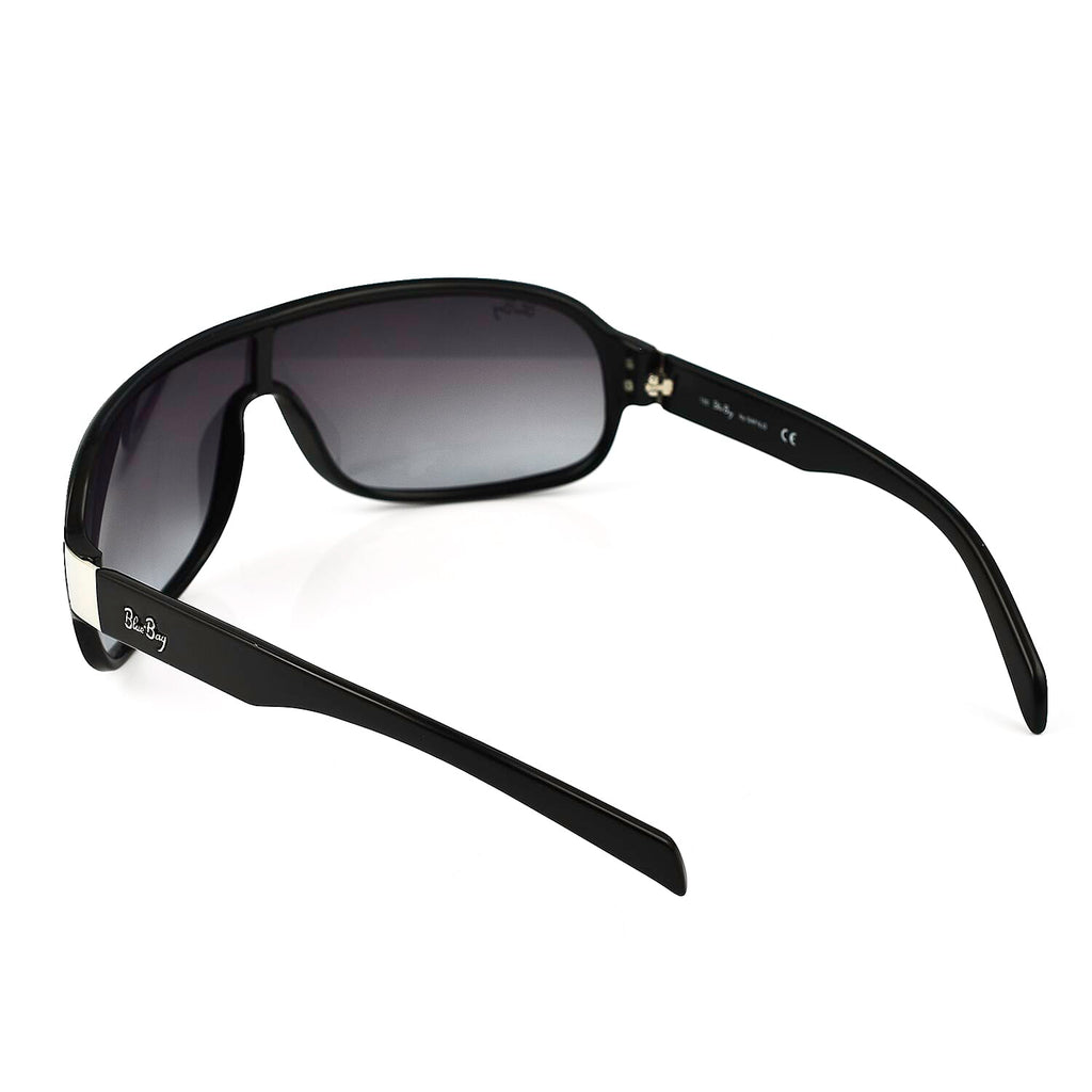 BLUEBAY Unisex Rectangular Sunglasses - Black and Silver