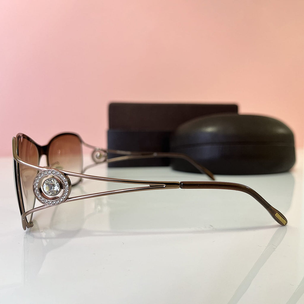 BOUCHERON PARIS Luxury Square Sunglasses with Embellished Metal Frame - Rose Gold