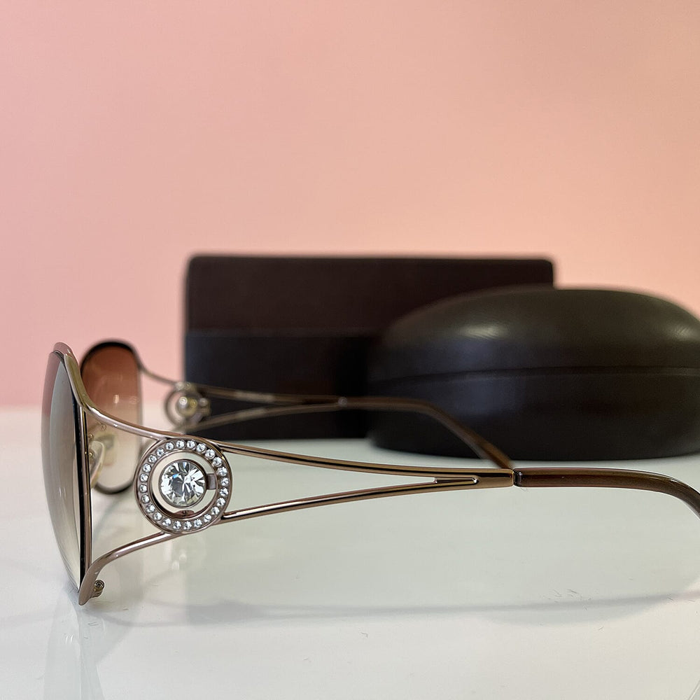 BOUCHERON PARIS Luxury Square Sunglasses with Embellished Metal Frame - Rose Gold
