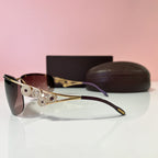 BOUCHERON PARIS Luxury Palladium Plated Gold Metal Wrap Around Sunglasses - UV400 Gold Tone Lenses