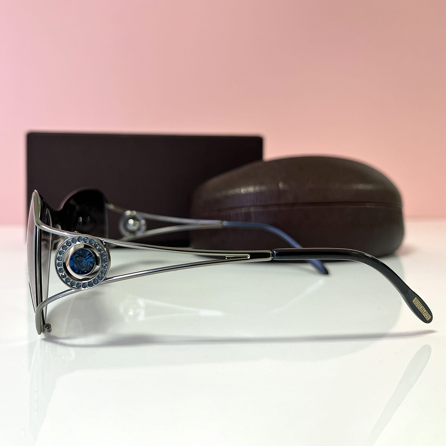 BOUCHERON PARIS Luxury Silver Square Sunglasses - Embellished Metal Frame
