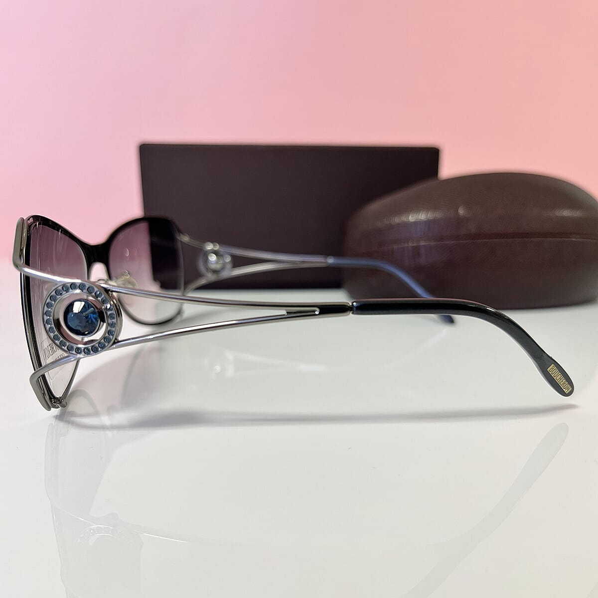 BOUCHERON PARIS Luxury Silver Square Sunglasses - Embellished Metal Frame
