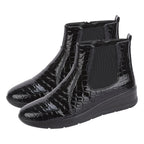 Ladies Croc Patten Chelsea Boots (Size 6) - Black