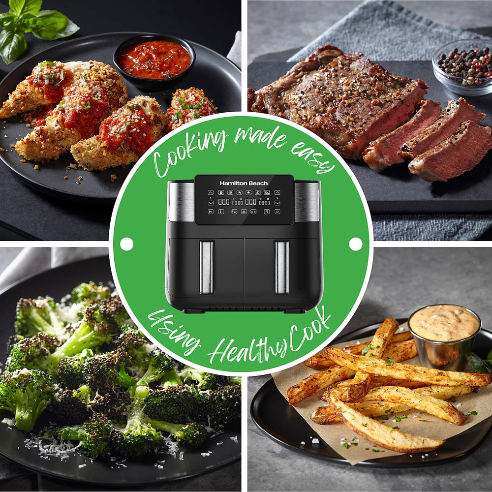 Dual Door Air Fryer - 6 Pre Sets - Sync Temp Baskets - 200c Temp - Easy Clean