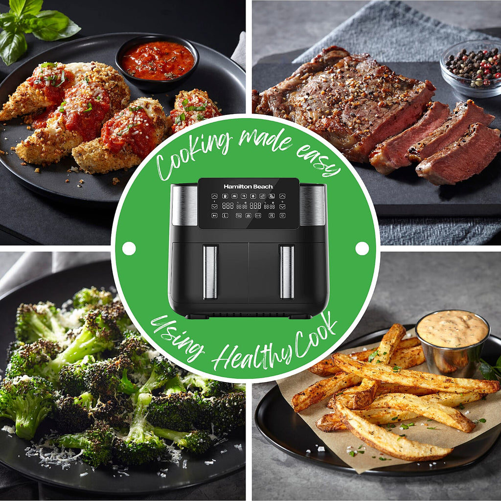 Dual Door Air Fryer - 6 Pre Sets - Sync Temp Baskets - 200c Temp - Easy Clean