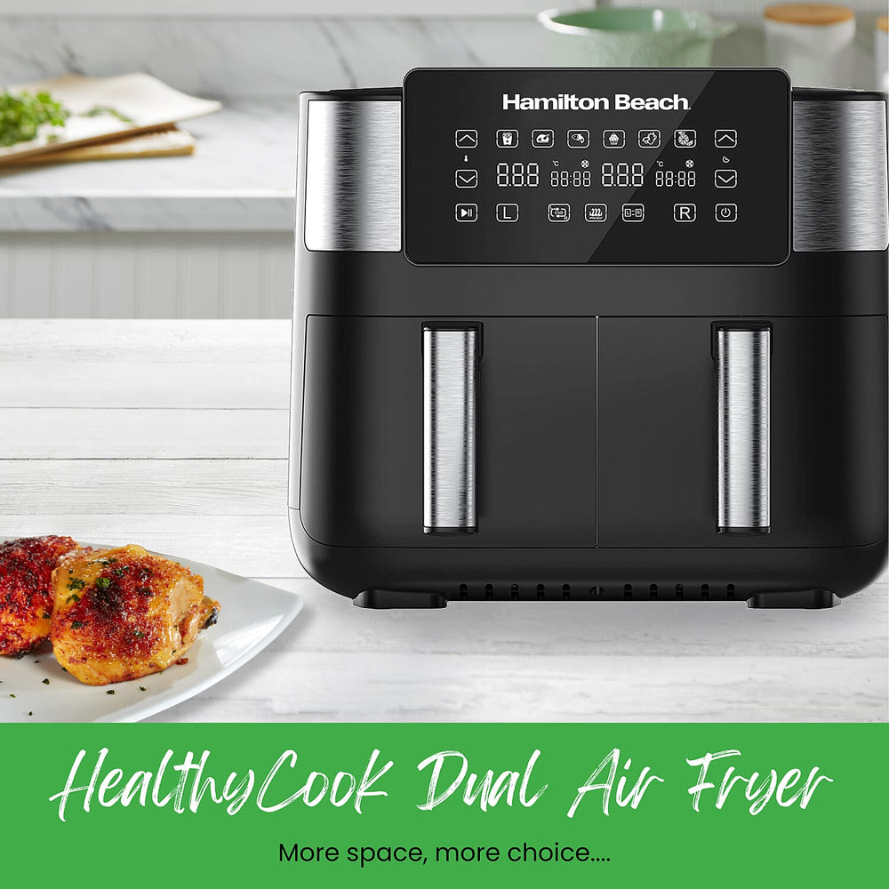 Dual Door Air Fryer - 6 Pre Sets - Sync Temp Baskets - 200c Temp - Easy Clean