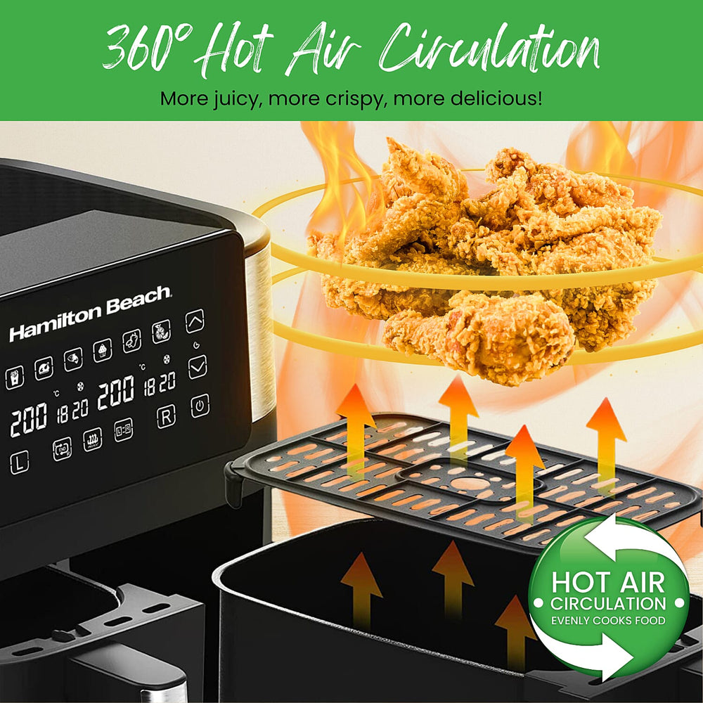 Dual Door Air Fryer - 6 Pre Sets - Sync Temp Baskets - 200c Temp - Easy Clean