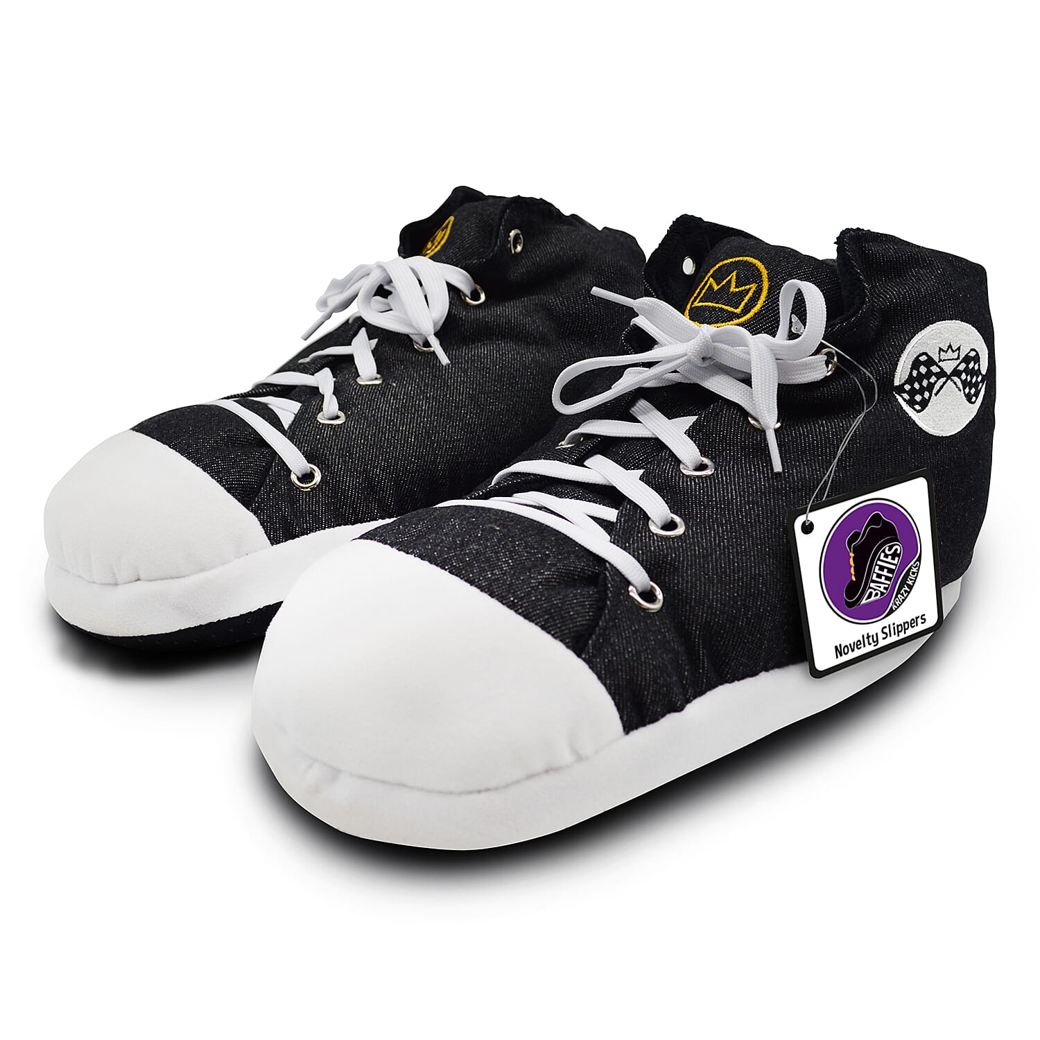 Mens Slipper (Size Large) - Black White