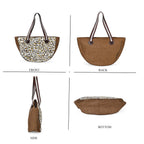 Leopard Pattern Tote Bag with Sunglasses - Brown