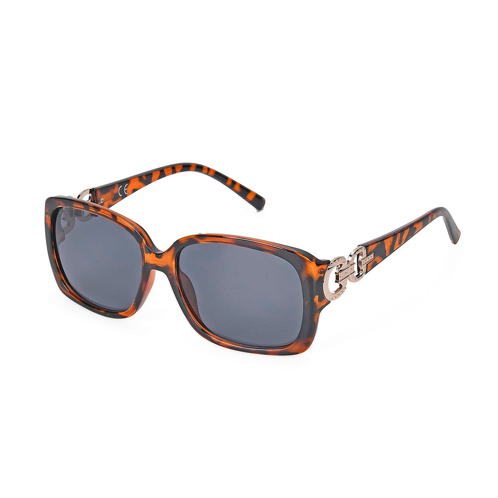 Leopard Pattern Tote Bag with Sunglasses - Brown