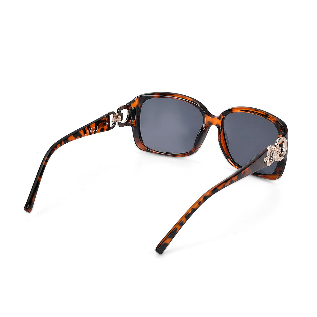 Leopard Pattern Tote Bag with Sunglasses - Brown
