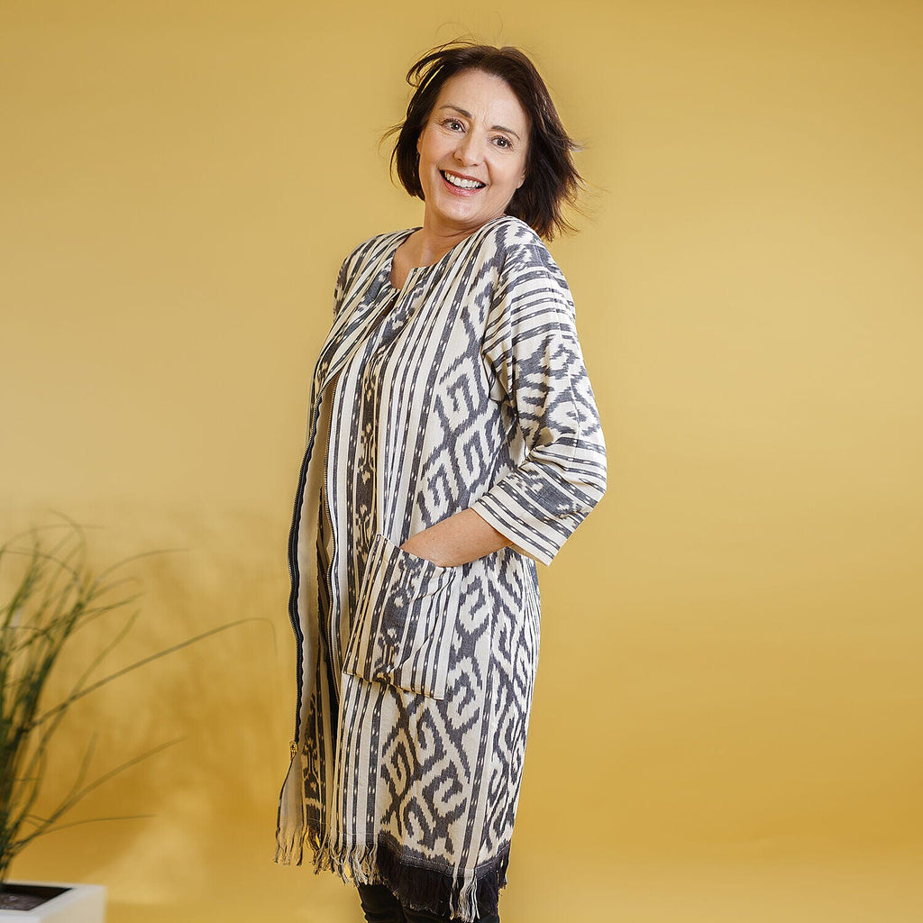 Bali Collection - 100% Cotton Zipped Jacket (Size L) - White