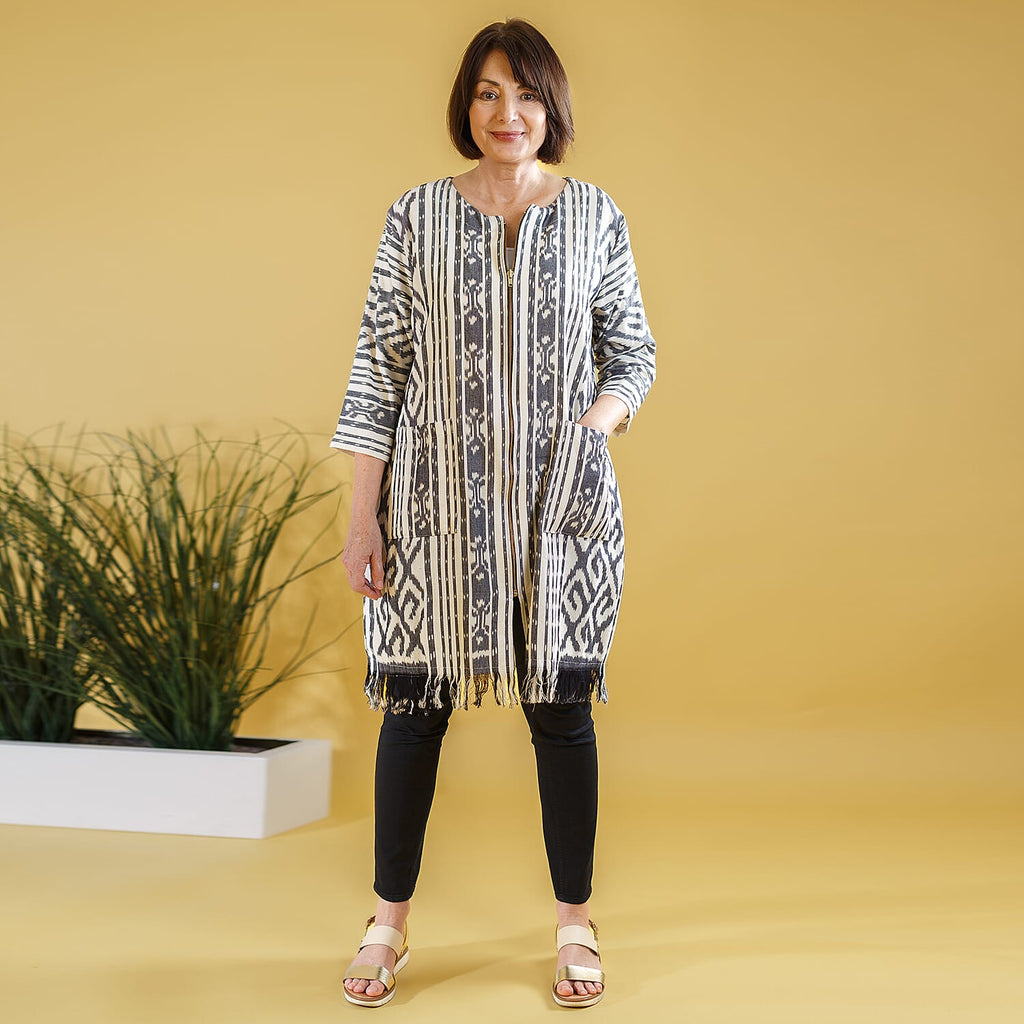 Bali Collection - 100% Cotton Zipped Jacket (Size L) - White