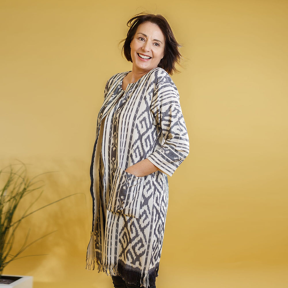 Bali Collection - 100% Cotton Zipped Jacket (Size L) - White