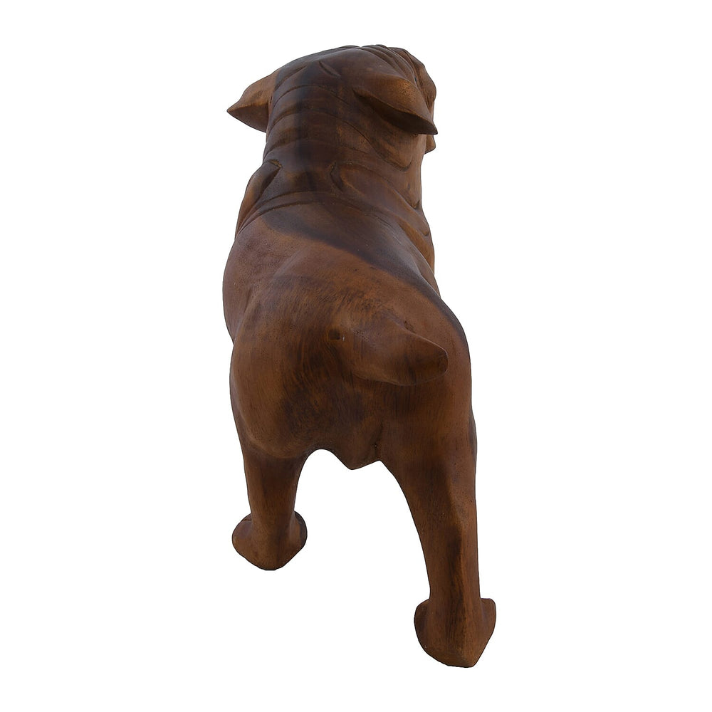 Bali Collection - Decorative Handcrafted Wooden Pug Sculpture (Size-23x33x14Cm) - Brown