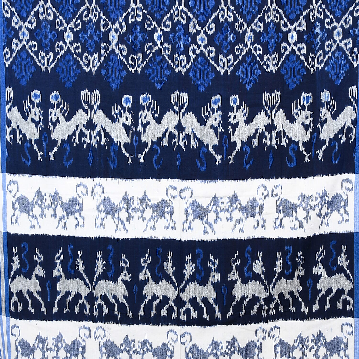 Bali Collection Tenun Throw in Animal Motif  (Size 120X240Cm) - Navy & White