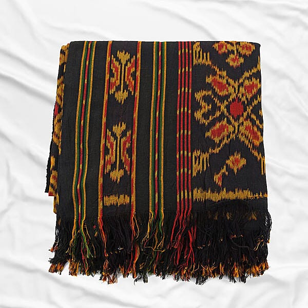 Bali Collection Tenun Throw in Lasem Motif  (Size 120x220Cm) - Black and Multi
