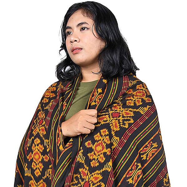 Bali Collection Tenun Throw in Lasem Motif  (Size 120x220Cm) - Black and Multi