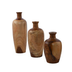 Bali Collection Set of 3 - Home Decorative Handcrafted Teak Wood Vase - Brown