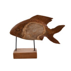 Bali Collection Wooden Handcrafted Teak Wood Fish with Stand (Size-60x35x48Cm)