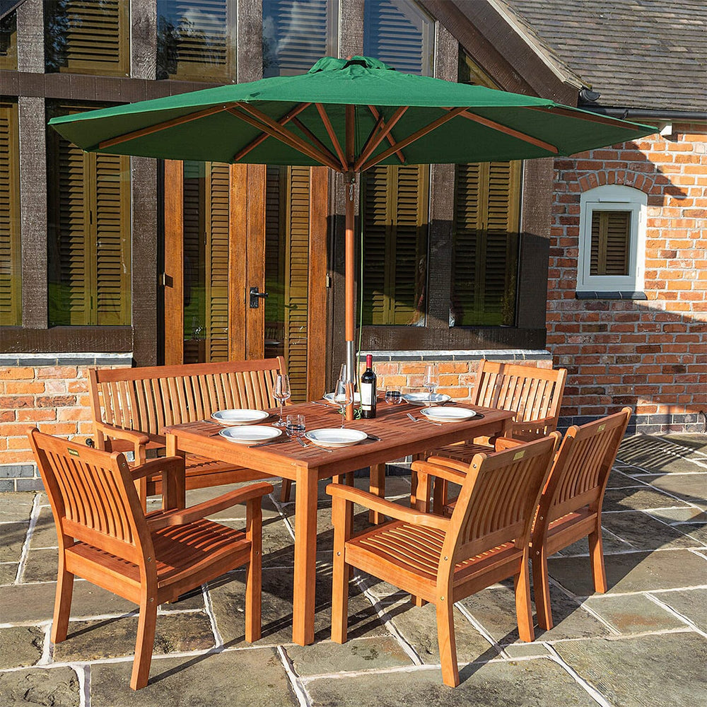 Bali Parasol - Resistance to Sunlight, Hardwood Pole -  Green