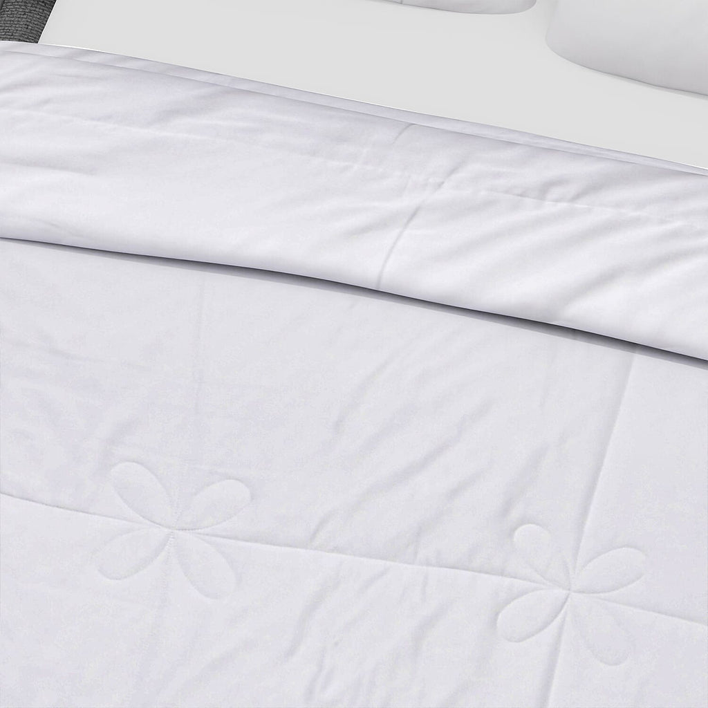 Bamboo Patterned Comforter and Duvet (Size 200x1 cm) - White & White