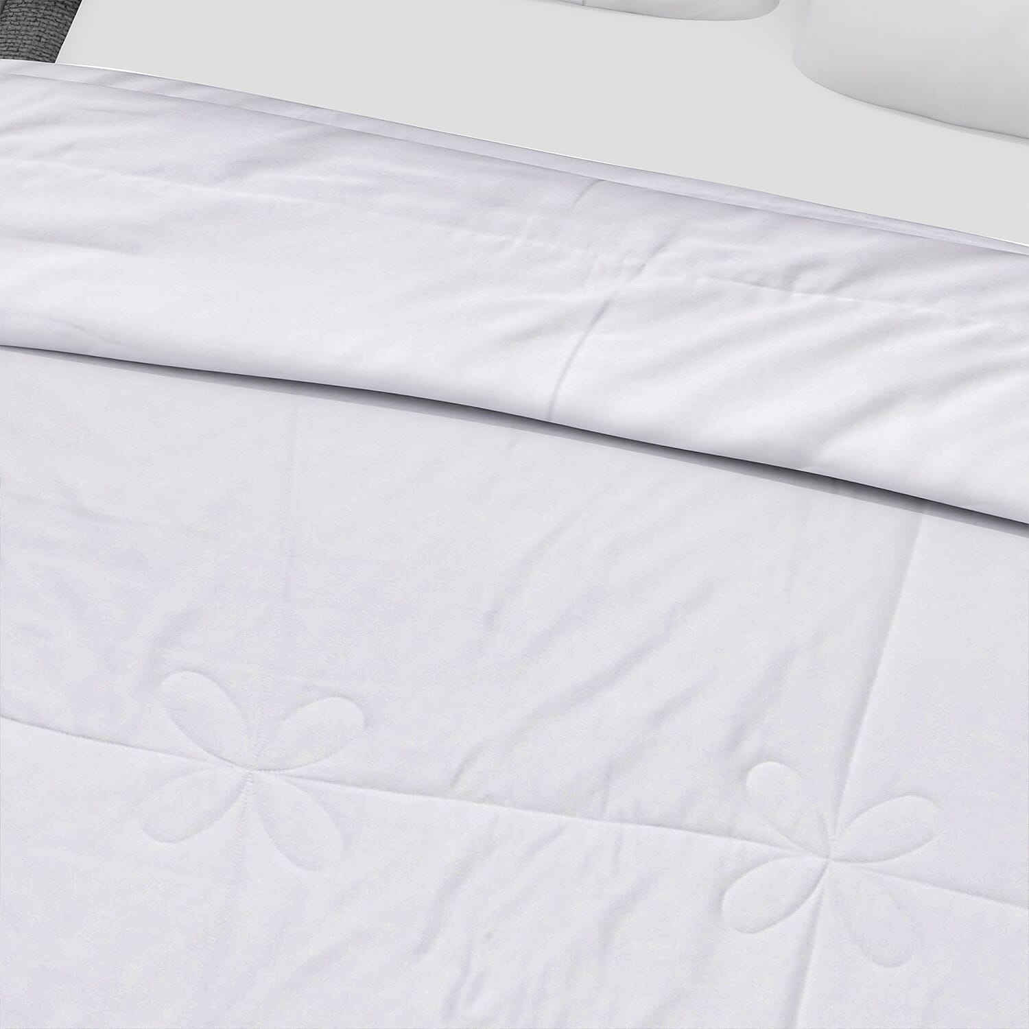 Bamboo Patterned Comforter and Duvet (Size 200x1 cm) - White & White