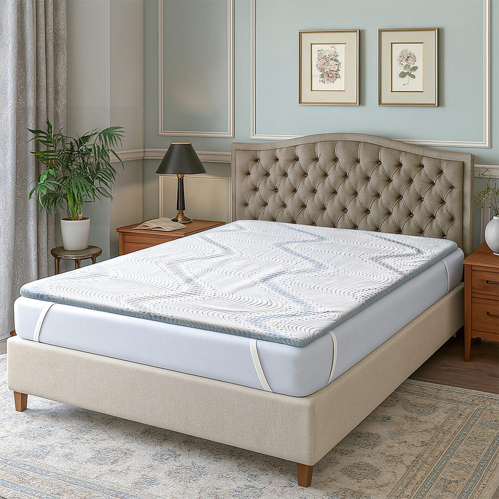 Bamboo Memory Foam Cooling Mattress Topper (Size Super King) - White