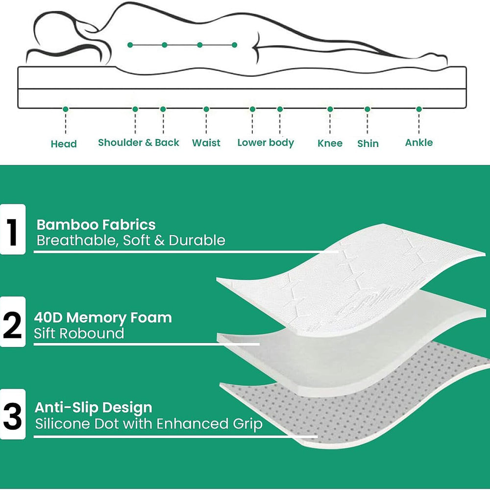Bamboo Memory Foam Mattress Topper (Single) - White