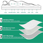Bamboo Memory Foam Mattress Topper (Single) - White