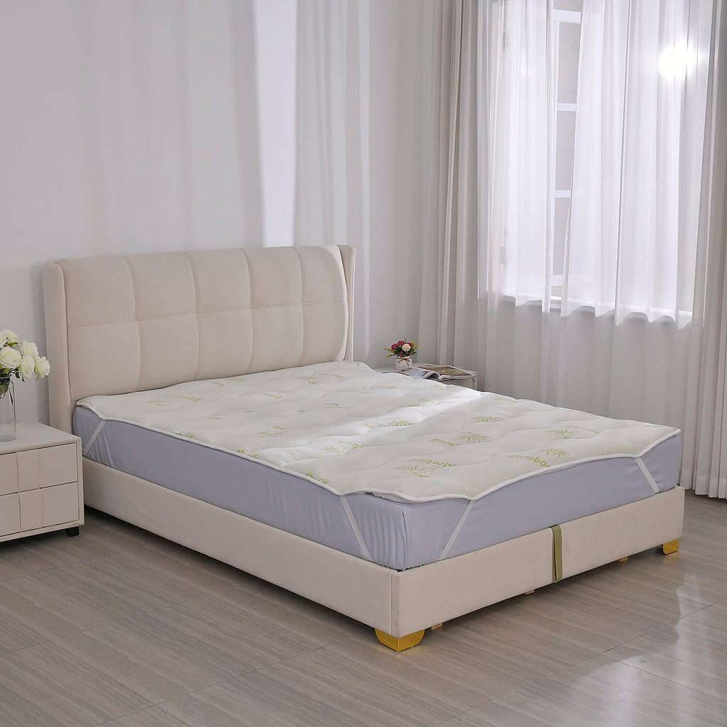 Polyester Patterned Mattress (Size 90x190 cm) - White & White