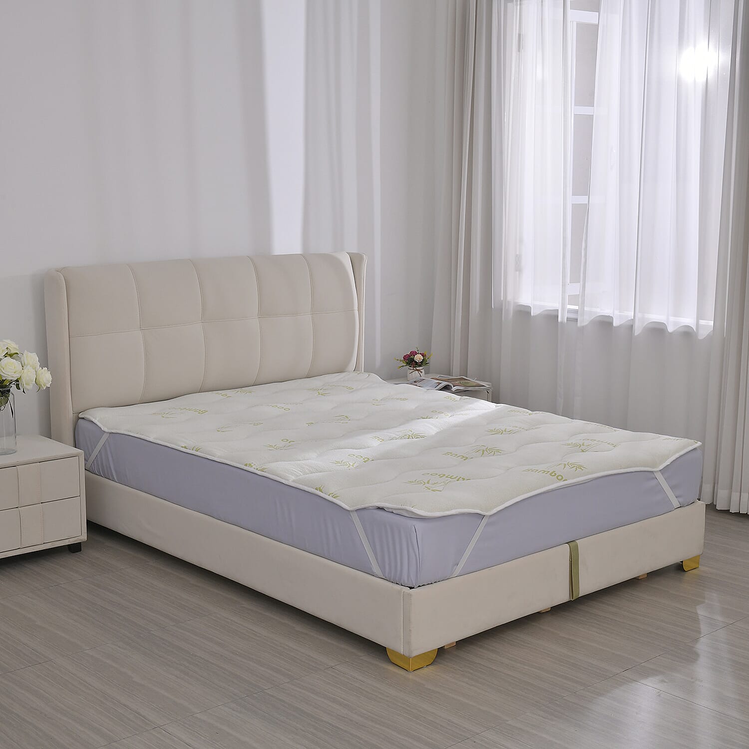 Polyester Patterned Mattress (Size 90x190 cm) - White & White