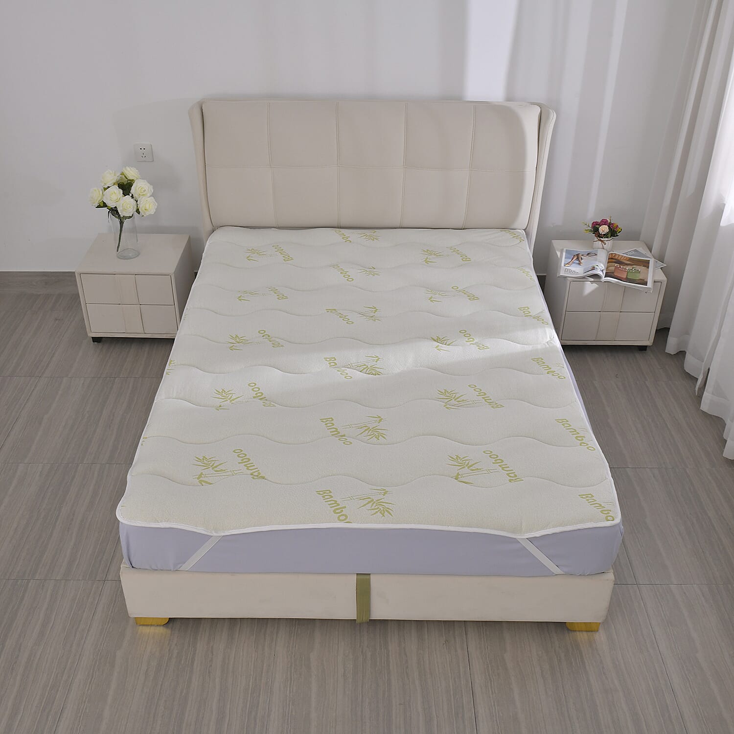 Polyester Patterned Mattress (Size 90x190 cm) - White & White