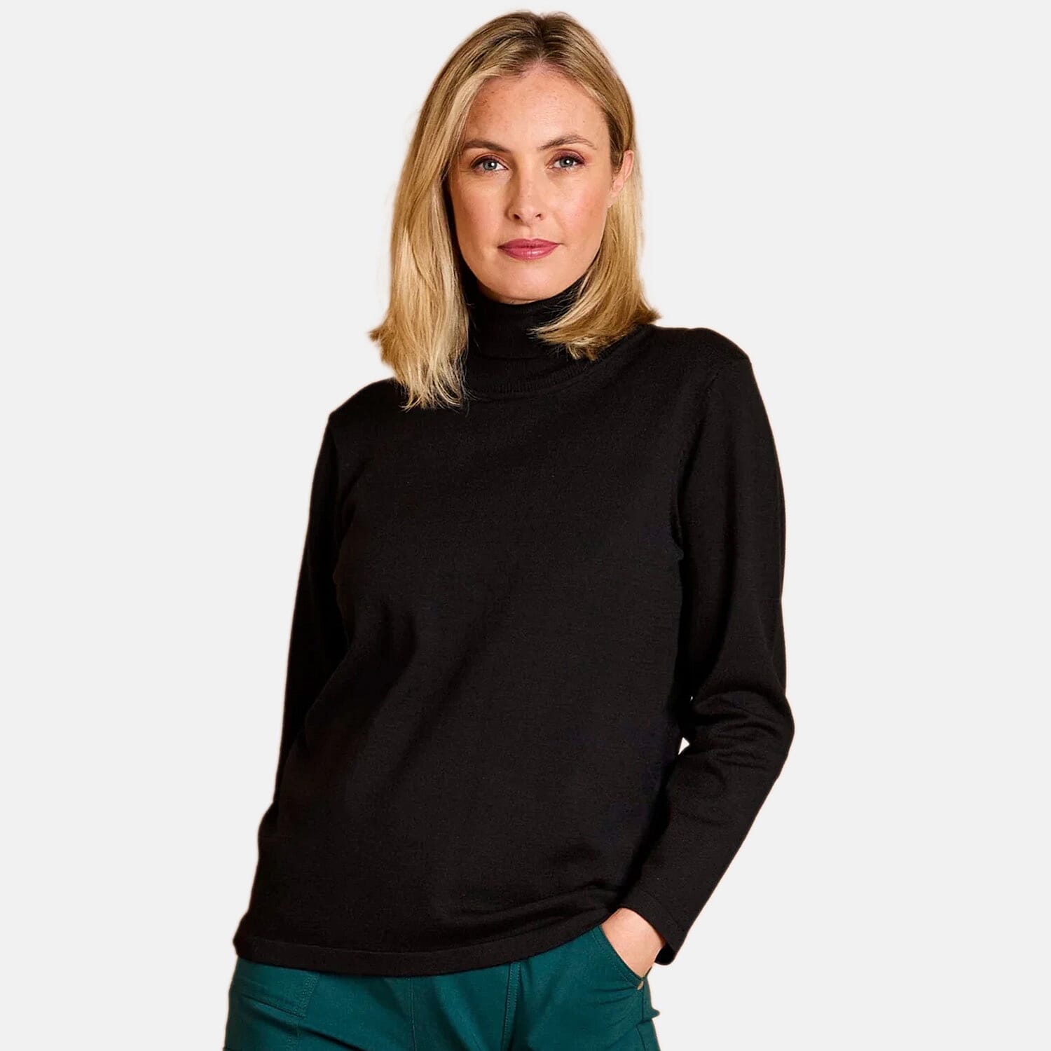 Basic Roll Neck Jumper (Size L, 16-18) - Black
