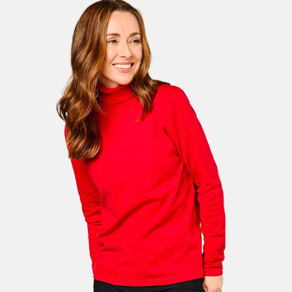 Basic Roll Neck Jumper (Size M, 12-14) - Red