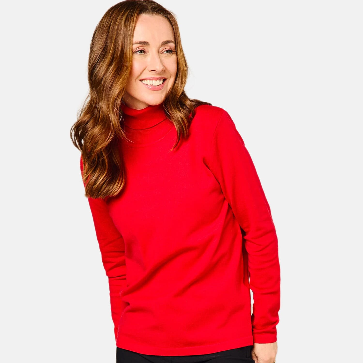 Basic Roll Neck Jumper (Size M, 12-14) - Red
