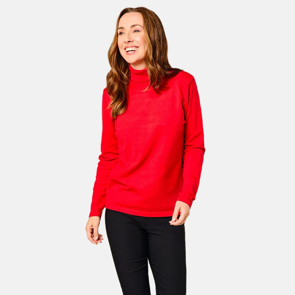 Basic Roll Neck Jumper (Size M, 12-14) - Red
