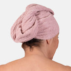 100% Cotton Womens Shower Body Wrap with Hair Cap (Size 138x78x1 cm) - Pink