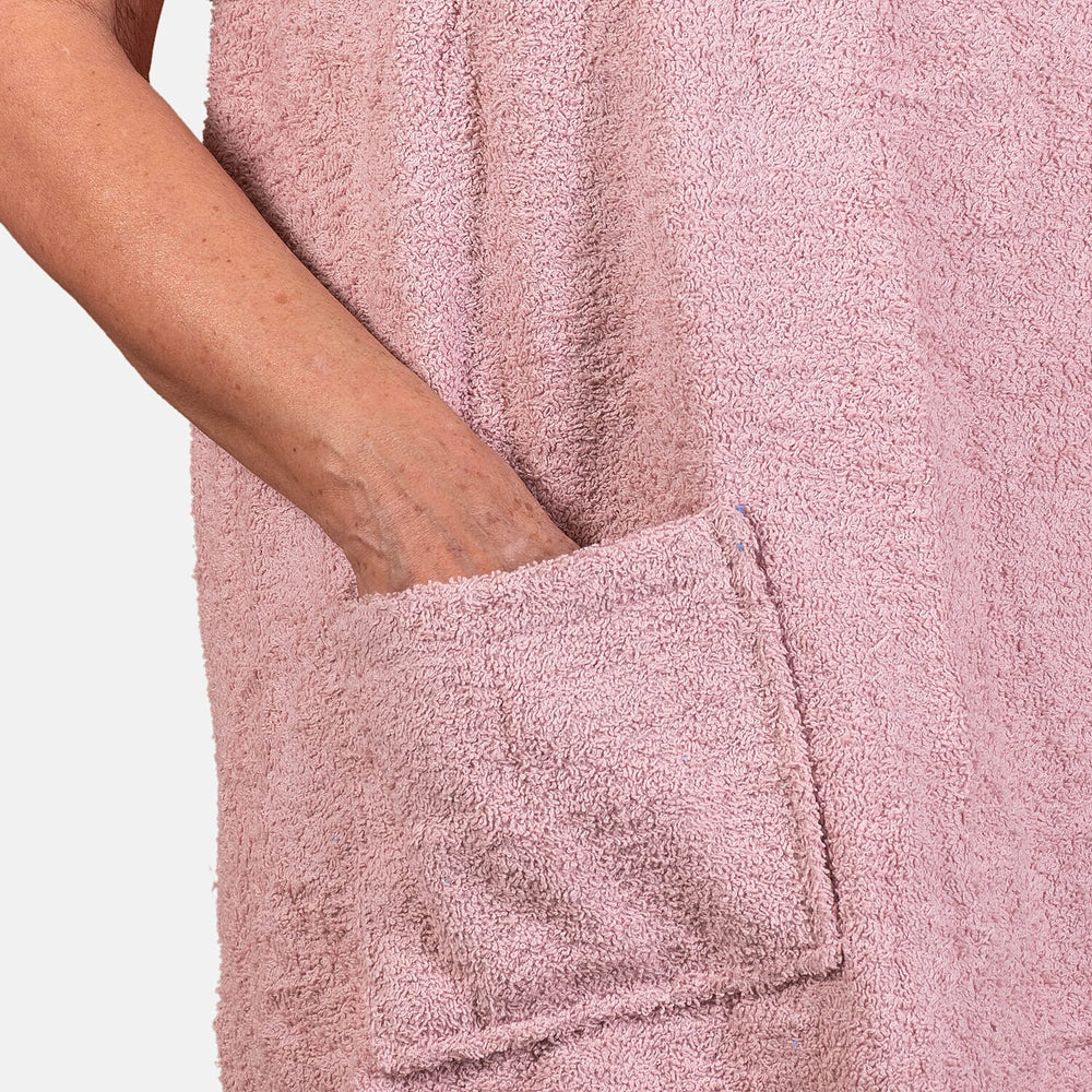 100% Cotton Womens Shower Body Wrap with Hair Cap (Size 138x78x1 cm) - Pink