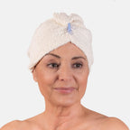 100% Cotton Womens Shower Body Wrap with Hair Cap - Beige