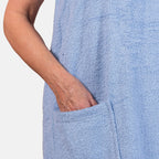 100% Cotton Womens Shower Body Wrap with Hair Cap - Blue