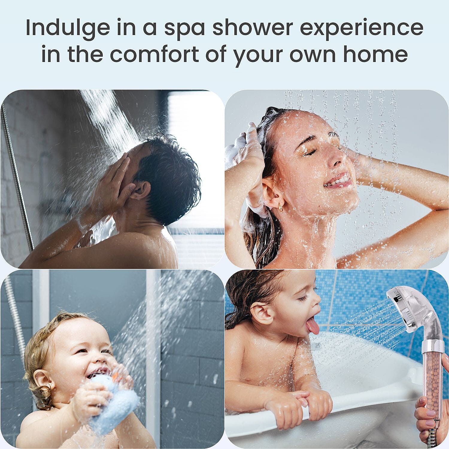 High-Pressure Ionic Filter Shower Head with 3 Adjustable Spray Settings (22 x 8cm)