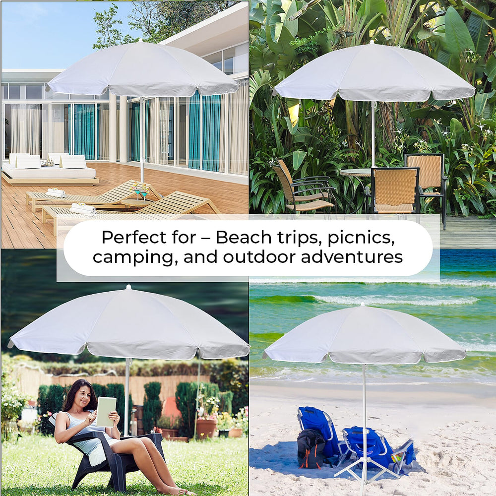 Solid colour Outdoor umbrella with tripod stand ( height from 1.2m to 1.8m) -  White